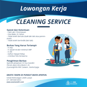 LOWONGAN KERJA – CLEANING SERVICE